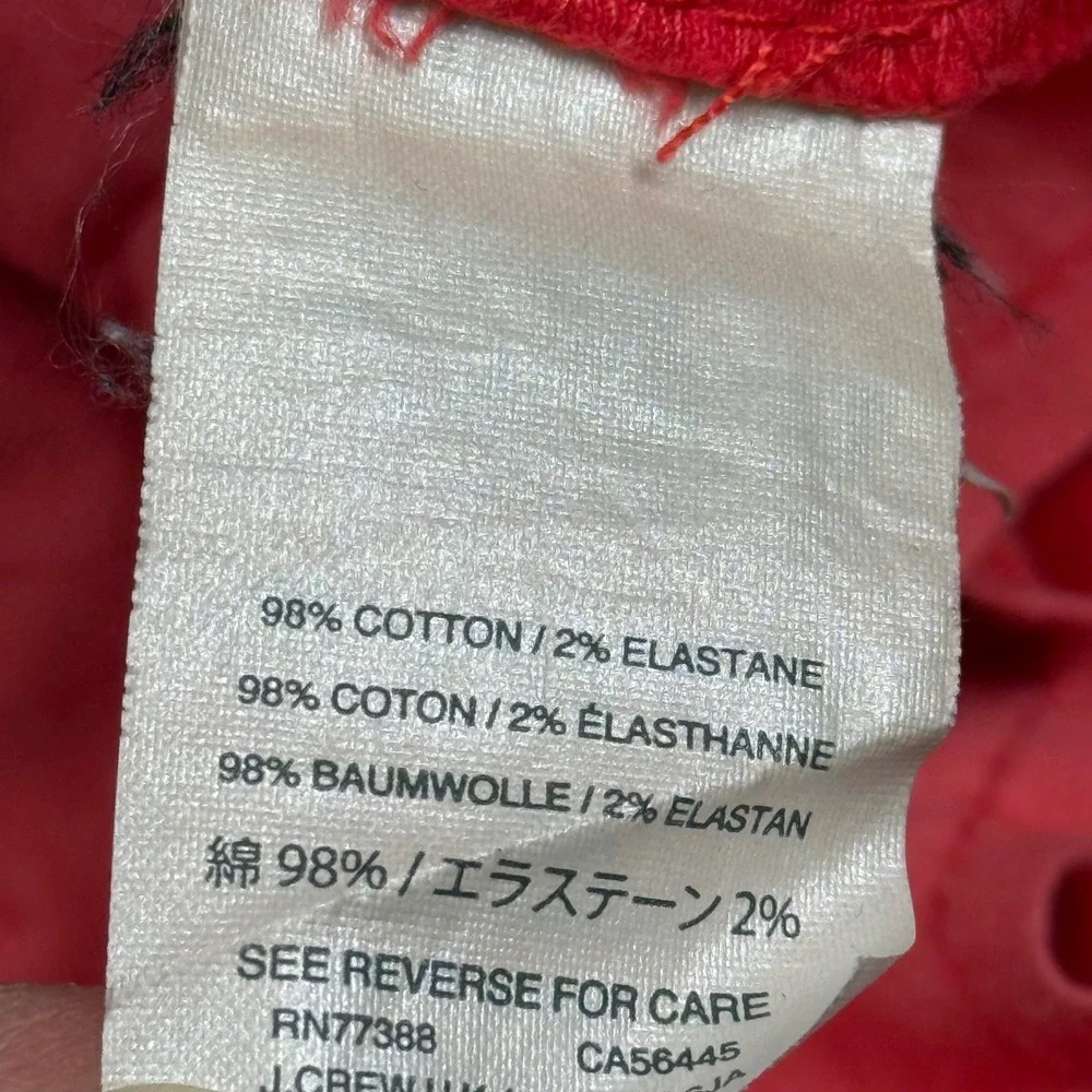 J.Crew Wide Leg Crop Ankle Pants Button Fly Cotton Twill Coastal Nautical Red 8